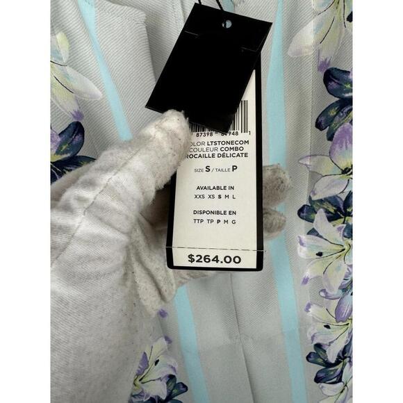 BCBG Maxazria Haida Floral 3/4 Sleeve Top Blue Size S - Picture 7 of 7